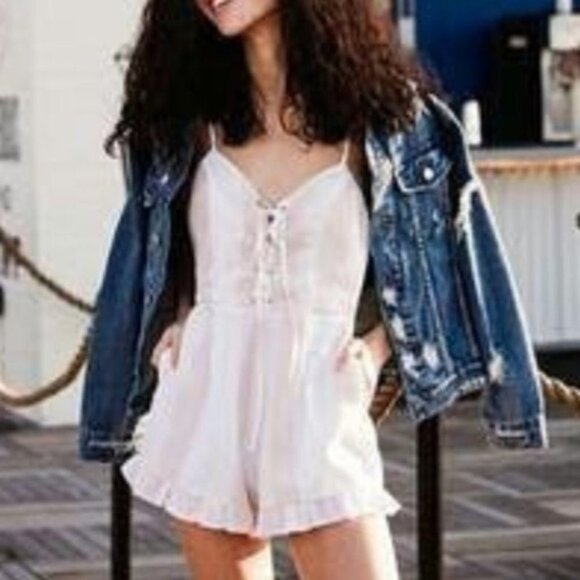 ABBY BLUSH STRIPED ROMPER - Picture 1 of 4